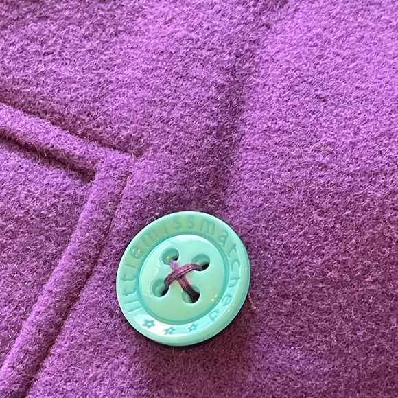 🆕 LITTLE MISS MATCHED Purple Multicolor Button Pea Coat ~ 4 - Picture 4 of 10